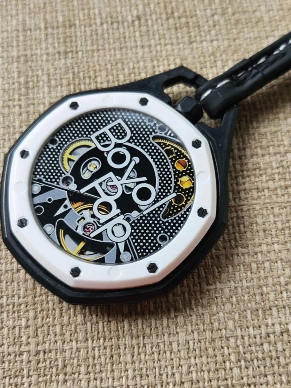 Fashion Pocket Watch Black Analog Qaurtz Hand Watch Black Face W/ Box